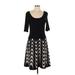 Danny And Nicole Casual Dress - Fit & Flare: Black Chevron Dresses - Women's Size Large