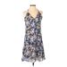 Rebecca Taylor Casual Dress - Mini: Blue Floral Motif Dresses - Women's Size 2