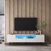 Modern White TV Stand, 16 Colors LED TV Stand w/Remote Control Lights