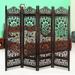 Hand Carved Paneled Wood Room Divider Folding Screen Privacy Screen Partition