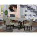 East West Furniture Dining Table Set- a Rectangle Kitchen Table and Shitake Linen Fabric Parson Chairs, Black(Pieces Options)