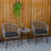Corrigan Studio® Devonie Round 2 - Person Long Bistro Set w/ Cushions Glass in Gray | 19.75 W x 19.75 D in | Outdoor Furniture | Wayfair