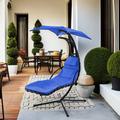 Latitude Run® Hanging Patio Lounge Chairs w/ Removable Canopy & Built-in Pillow | Wayfair 78E051B7CD854168AEDCF5CC12480DAC