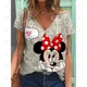 Sommer hemden Frauen T-Shirt Kurzarm Tops Disney Mickey Mouse Print Kleidung alltägliche Streetwear