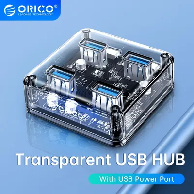 ORICO Transparenter USB-HUB, 4 7 Ports, USB 3.0-Adapter, Splitter, unterstützt externe Image