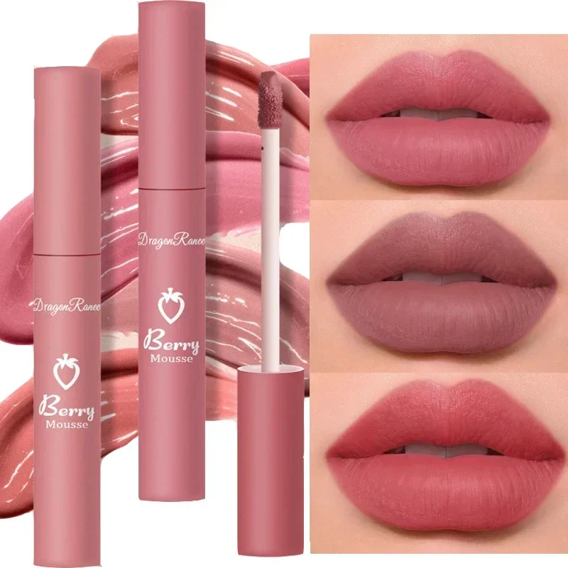 Nude Matte Lipgloss, 12 Farben, langlebiger Samt-Lippenstift, wasserdicht, lichtecht, Antihaft-Cup-Lippenstifte, Damen-Make-up, Kosmetik Image