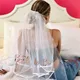 Zwei Schichten weiße Hochzeit Braut schleier mit Kamm kurze Braut Schleier Tüll für Braut dusche