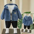 Veste en Jean à Capuche pour Garçon et Fille Manteau pour Bébé Printemps et Automne à la Mode