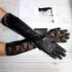 Leder Schaffell Lange Handschuhe frauen Dünne Einzigen Schicht Ungefüttert Mode Spitze Schwarz