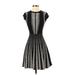 Zara Casual Dress - Fit & Flare: Black Houndstooth Dresses - Women's Size Small