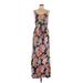 Michael Stars Casual Dress - Maxi Square Sleeveless: Blue Floral Motif Dresses - Women's Size Large