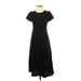 J.Crew Factory Store Casual Dress - High/Low Crew Neck Short sleeves: Black Solid Dresses - Women's Size 2