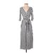 BB Dakota Casual Dress - Wrap: Silver Stripes Dresses - Women's Size 2