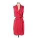 Tahari Casual Dress - Wrap: Red Solid Dresses - Women's Size 4