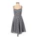 Old Navy Casual Dress - Fit & Flare: Gray Argyle Dresses - Women's Size X-Small