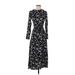 Zara Casual Dress - Midi: Black Floral Motif Dresses - Women's Size Small