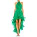 Halter Neck Tiered Ruffle High Low Dress - Green - Mac Duggal Dresses