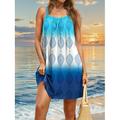 Robe Mini Femme Robe Petite Robe D'Été Robe Shift Robe D'Été Tropicale Hawaïenne Boho Vacances Décontractées Plage Ajustement Large Ombre Tropicale Sans Manches Col Rond Rose Bleu Marine Bleu Été