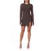 Lasso Rhinestone Embellished Long Sleeve Minidress