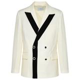 White Silk Blend Blazer Jacket