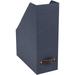 Bigso Estelle Canvas Fiberboard Upright Magazine Storage Box Magazine Holder & Organizer for Papers & Catalogs with Leather Handle Magazine File Holder for Office Desks 12.6 x4.5 x9.8 Blue Canvas - Blue