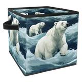 KLURENT Polar Bear Ice Animals Toy Box Chest Collapsible Sturdy Toy Clothes Storage Organizer Boxes Bins Baskets for Kids Boys Girls Nursery Playroom