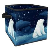 KLURENT Starry Polar Bear Toy Box Chest Collapsible Sturdy Toy Clothes Storage Organizer Boxes Bins Baskets for Kids Boys Girls Nursery Playroom