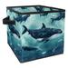 KLURENT Whale Sea Ocean Toy Box Chest Collapsible Sturdy Toy Clothes Storage Organizer Boxes Bins Baskets for Kids Boys Girls Nursery Playroom