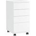 File Cabinet Mobile Filing Cabinet with Wheels 4-Drawer Rolling Pedestal Under Desk for A4 Letter Size File Folders White 12.9x15.3X 25 in