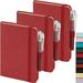 NIRMIRO Small Leather Notebook Journal Notepad with Pen for Writing Women Mini Pocket Small Notepad Lined Address Note Book Note Pads for Work Travel Red Waterproof Leather Cover Notebook