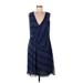 RACHEL Rachel Roy Casual Dress - Wrap: Blue Chevron/Herringbone Dresses - Women's Size 10