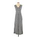 Talbots Casual Dress - Maxi: Gray Chevron/Herringbone Dresses - Women's Size Small