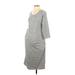 Liz Lange Maternity for Target Casual Dress Crew Neck 3/4 Sleeve: Gray Marled Dresses - Women's Size Small