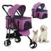 Cat& Dog Stroller Pet Strollers 3 Wheel Doggy Stroller for Small Medium Dogs 3-in-1 Detachable Travel Pet Gear Stroller Wagons for Dogs Trolley for Cat Doggie Rabbit Puppy Purple