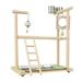 Bird Perch Playstand Ladder Mirror Chew Toy for Parrots Budgies Cage Stand Accessory Stainless Steel Feeding Cups