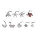 Tersalle 9pcs L Shaped Nose Studs Women Fashionable Stainless Steel Zirconia Nose Studs Jewelry Accessory Steel Color