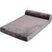 Memory Foam Lounger Pet Bed - Medium - 36 X 24 Inch - Ultra Soft Plush Pet Bed - Headrest Pillow Top - Gray