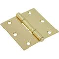 Hillman Builders Hardware 3.5 in. Squeak-Proof Square Corner Door Hinge Satin Brass - Pack of 3