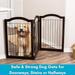 Internet s Arched Top Wire Dog Gate for The Home Doorway Stairs | 3 Panel | 30in H x 60in W | Medium Large Puppies Cat | Free Standing | Indoor Folding Pet Barrier | Wooden MDF | Espresso