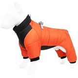 Dog Hardshell Jacket Autumn and Winter Warm Belly Pet Quilts Reflective Thick Dog Quilts Outdoor Waterproof Clothing Orange M
