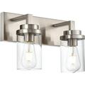 KEERDAO 2-Light Bathroom Light Fixtures Vintage Wall Sconces Lighting Brushed Nickel Bathroom Vanity Light with Clear Glass Shade Wall Mounted Sconces Lighting for Mirror Living Room Hallway