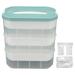 3 Layers Compartment Blocks Storage Bin with Creative Lid Transparent Body Stackable Blocks Organizer Bin for Building Blocks Green