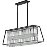 XINRUI Dining Room Light Fixture 4 Light Black Farmhouse Chandelier Modern Kitchen Island Pendant Lighting Rectangular Hanging Lights for Kitchen Dining Room Adjustable Height Metal E26 Base