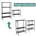 Himimi 6-Tier Standing Storage Shelf with Wheels Height Adjustable Heavy Duty Shelving Unit with Hook for Bathroom Kitchen Garage Bedroom Black