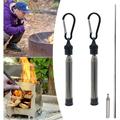 Fire Bellows Blowing Firestick Retractable Fire Bellows Pipe Stainless Steel Telescopic fire Blower Ignition Rod Fire Starter Kit Camping Outdoor Essential Portable Fire Bellowing Tool