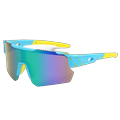 The New Anti-Ultraviolet Sunglasses Bike Outdoor Sports Riding Glasses Dazzle Color Sunglasses 9336 Black Frame Blue Tape