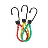 Secure Your Gear with 3 Pack Heavy Duty Rubber Elastic Bungee Cords - 6 Inch Straps with Hooks for Tarps Tents Wire Racks Camping Trucks Boats and More