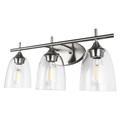 Briignite 3 Light Bathroom Light Fixtures Brushed Nickel Bathroom Lights Over Mirror with Clear Glass Shade Brushed Nickel Modern Wall Sconces Vanity Light for Bathroom