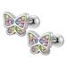 Rainbow Flower Heart Screw Back Earrings for Women - Hypoallergenic and Comfortable Cartilage Earrings with Dangling Design