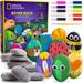 NATIONAL GEOGRAPHIC Rock Painting Kit - Arts & Crafts Kit for Kids Paint & Decorate 15 River Rocks with 10 Paint Colors & More Art Supplies Kids Craft Outdoor Toys